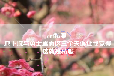 dnf私服 
地下城与勇士里面这三个失误让我觉得这就是私服