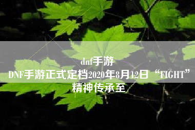 dnf手游 
DNF手游正式定档2020年8月12日“FIGHT”精神传承至