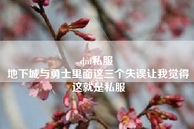 dnf私服 
地下城与勇士里面这三个失误让我觉得这就是私服