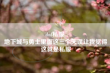 dnf私服 
地下城与勇士里面这三个失误让我觉得这就是私服