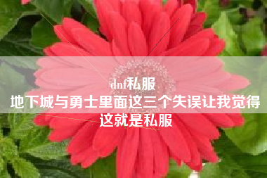 dnf私服 
地下城与勇士里面这三个失误让我觉得这就是私服