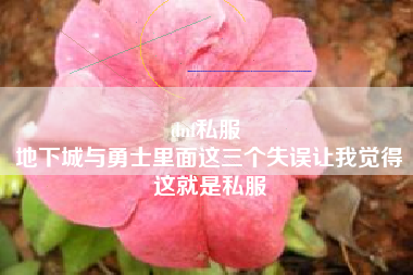 dnf私服 
地下城与勇士里面这三个失误让我觉得这就是私服