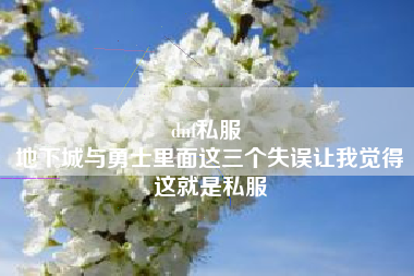 dnf私服 
地下城与勇士里面这三个失误让我觉得这就是私服