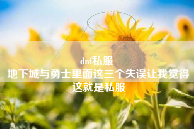 dnf私服 
地下城与勇士里面这三个失误让我觉得这就是私服