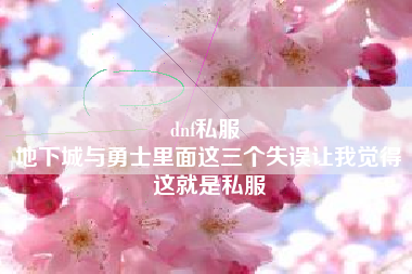 dnf私服 
地下城与勇士里面这三个失误让我觉得这就是私服