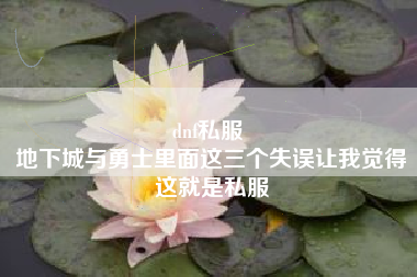 dnf私服 
地下城与勇士里面这三个失误让我觉得这就是私服