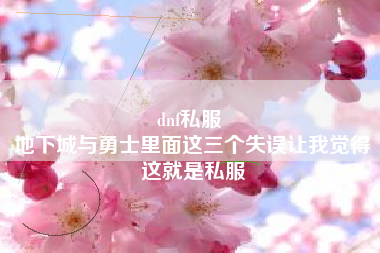 dnf私服 
地下城与勇士里面这三个失误让我觉得这就是私服