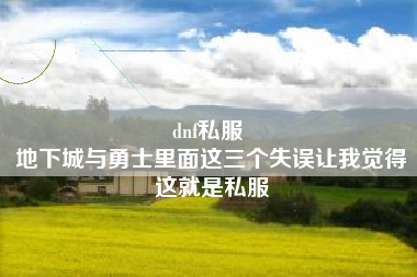 dnf私服 
地下城与勇士里面这三个失误让我觉得这就是私服