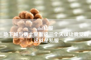 dnf私服 
地下城与勇士里面这三个失误让我觉得这就是私服