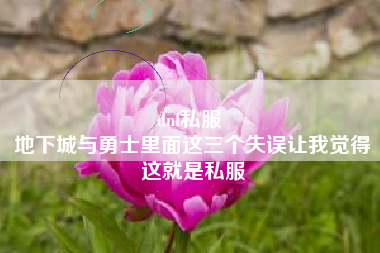 dnf私服 
地下城与勇士里面这三个失误让我觉得这就是私服