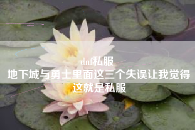 dnf私服 
地下城与勇士里面这三个失误让我觉得这就是私服