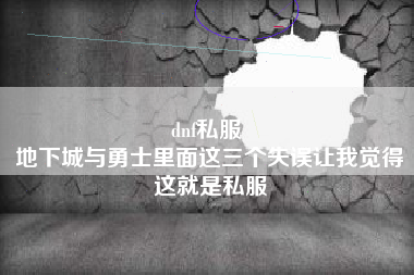 dnf私服 
地下城与勇士里面这三个失误让我觉得这就是私服