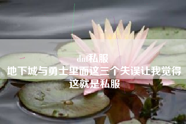 dnf私服 
地下城与勇士里面这三个失误让我觉得这就是私服