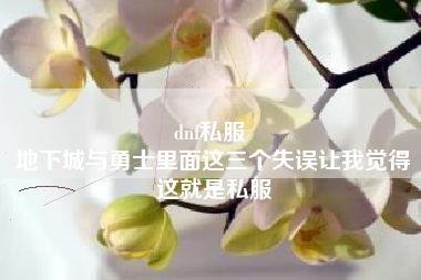 dnf私服 
地下城与勇士里面这三个失误让我觉得这就是私服