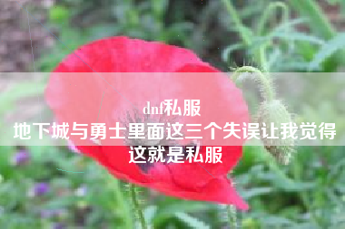 dnf私服 
地下城与勇士里面这三个失误让我觉得这就是私服