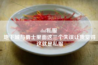 dnf私服 
地下城与勇士里面这三个失误让我觉得这就是私服