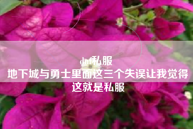 dnf私服 
地下城与勇士里面这三个失误让我觉得这就是私服