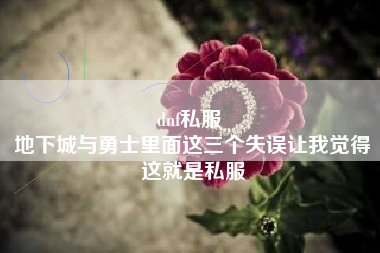 dnf私服 
地下城与勇士里面这三个失误让我觉得这就是私服