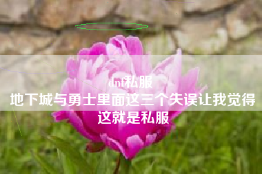 dnf私服 
地下城与勇士里面这三个失误让我觉得这就是私服
