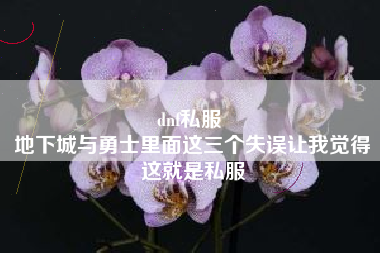 dnf私服 
地下城与勇士里面这三个失误让我觉得这就是私服