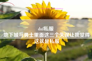 dnf私服 
地下城与勇士里面这三个失误让我觉得这就是私服