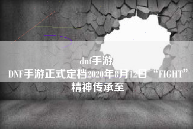 dnf手游 
DNF手游正式定档2020年8月12日“FIGHT”精神传承至